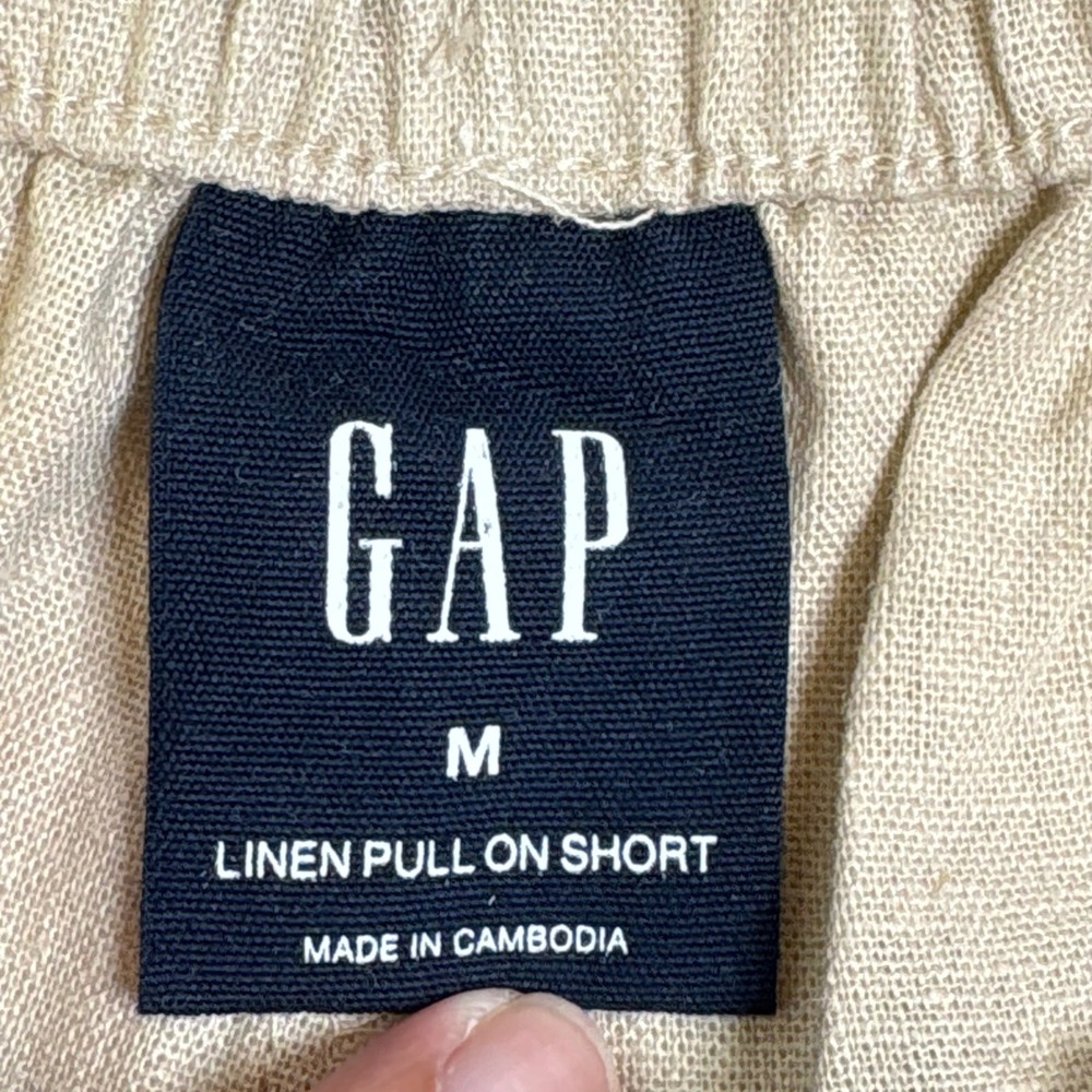 Gap Womens Khaki Linen Blend Pull On Shorts Elastic Drawstring Medium NWT NEW - Picture 4 of 10